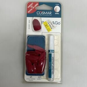 Cosmar Nails Press & Go Berry Red Oval New In Package Vtg